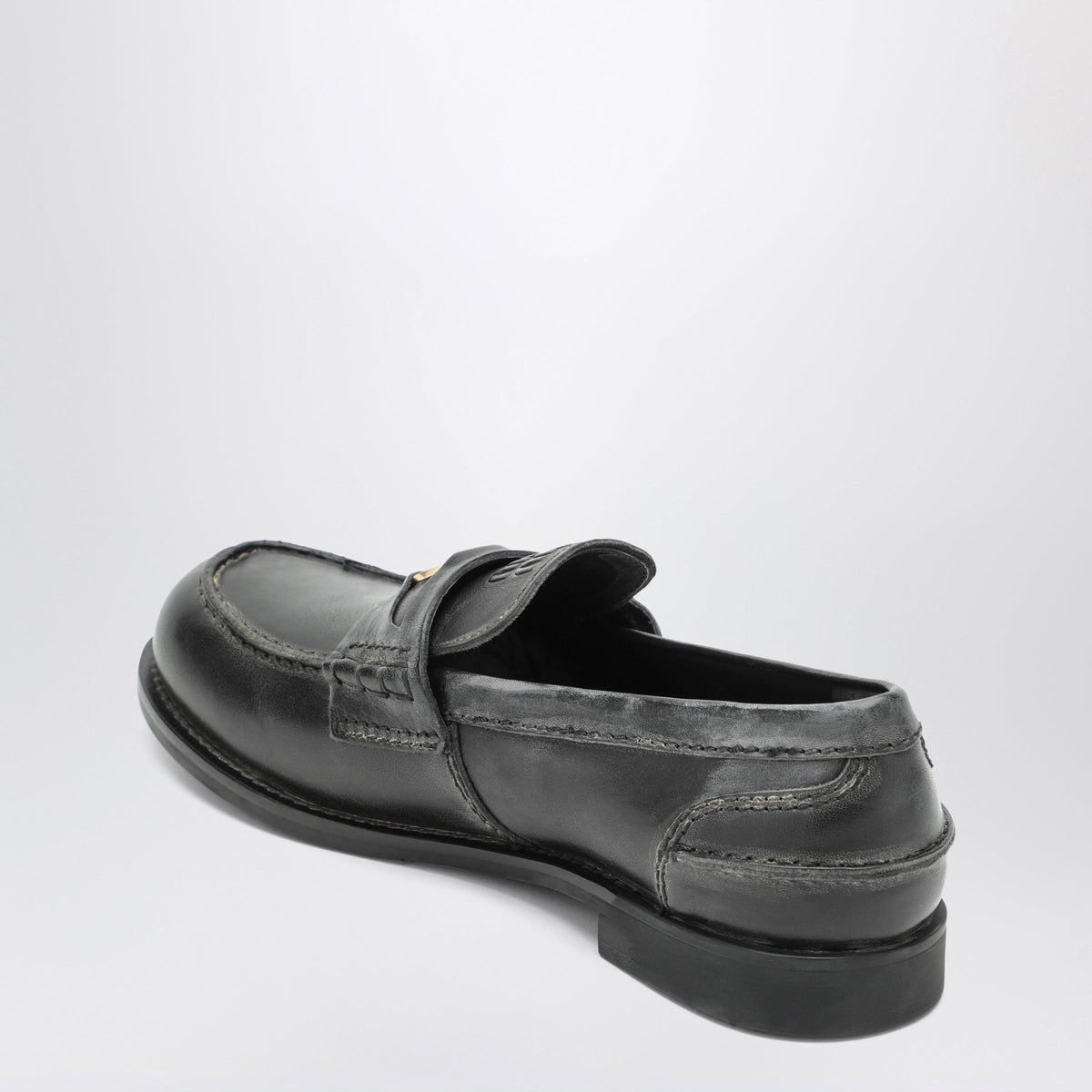 Miu Miu Black Vintage-Style Leather Loafers Women MIU MIU