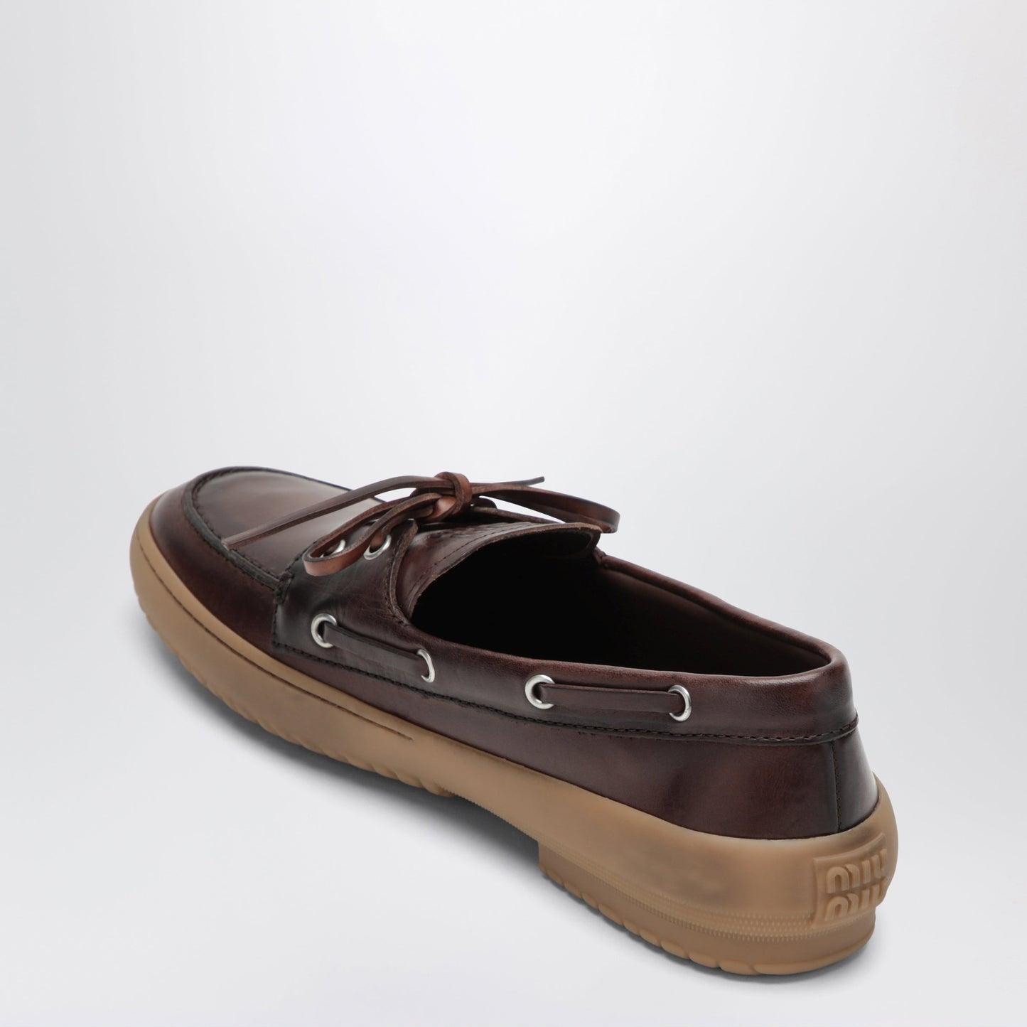 Miu Miu Coffee-Coloured Deck Boat Shoes Women MIU MIU