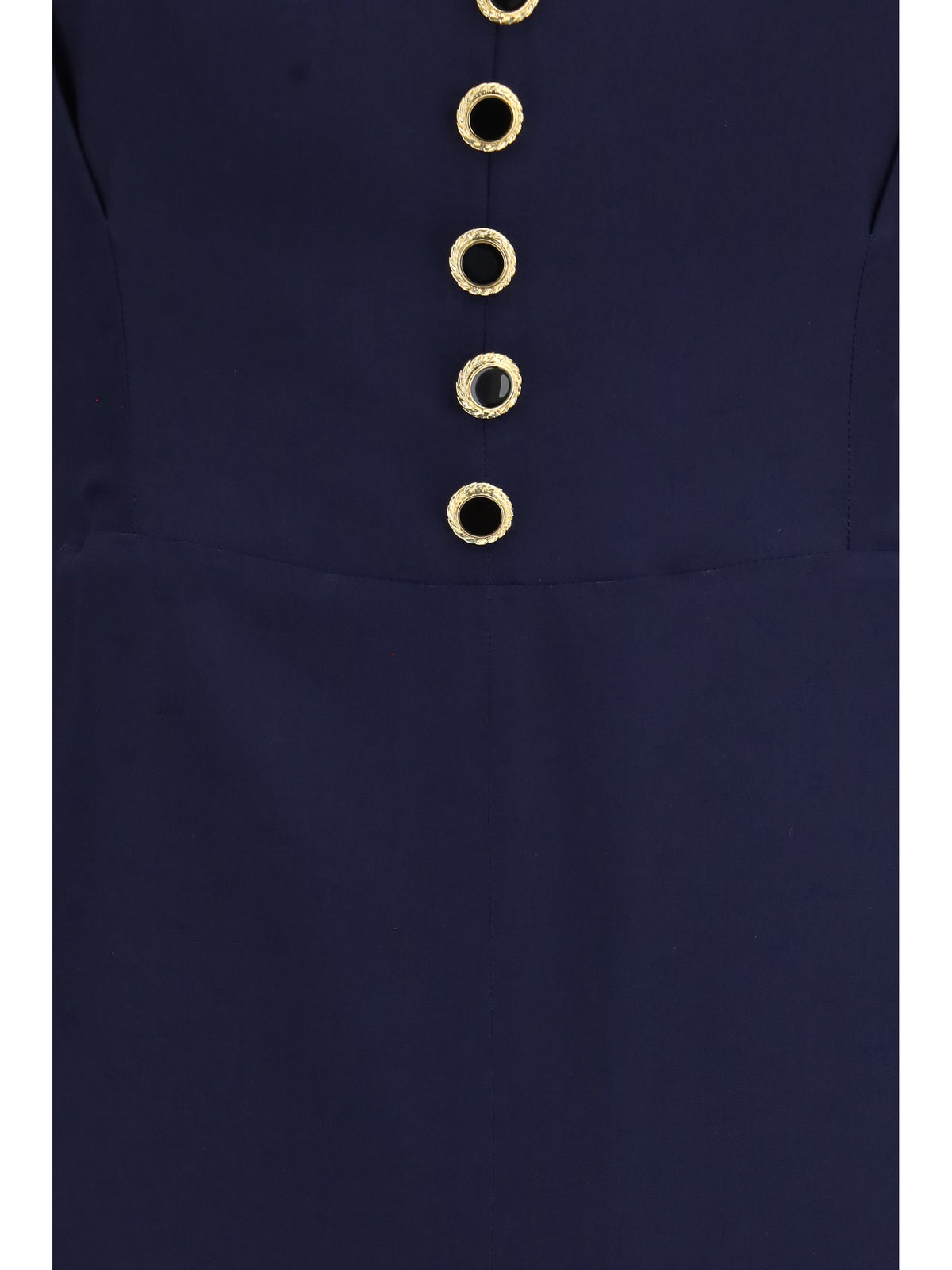Alessandra Rich Women Silk Midi Dress With Buttons And Contrast Piping ALESSANDRA RICH