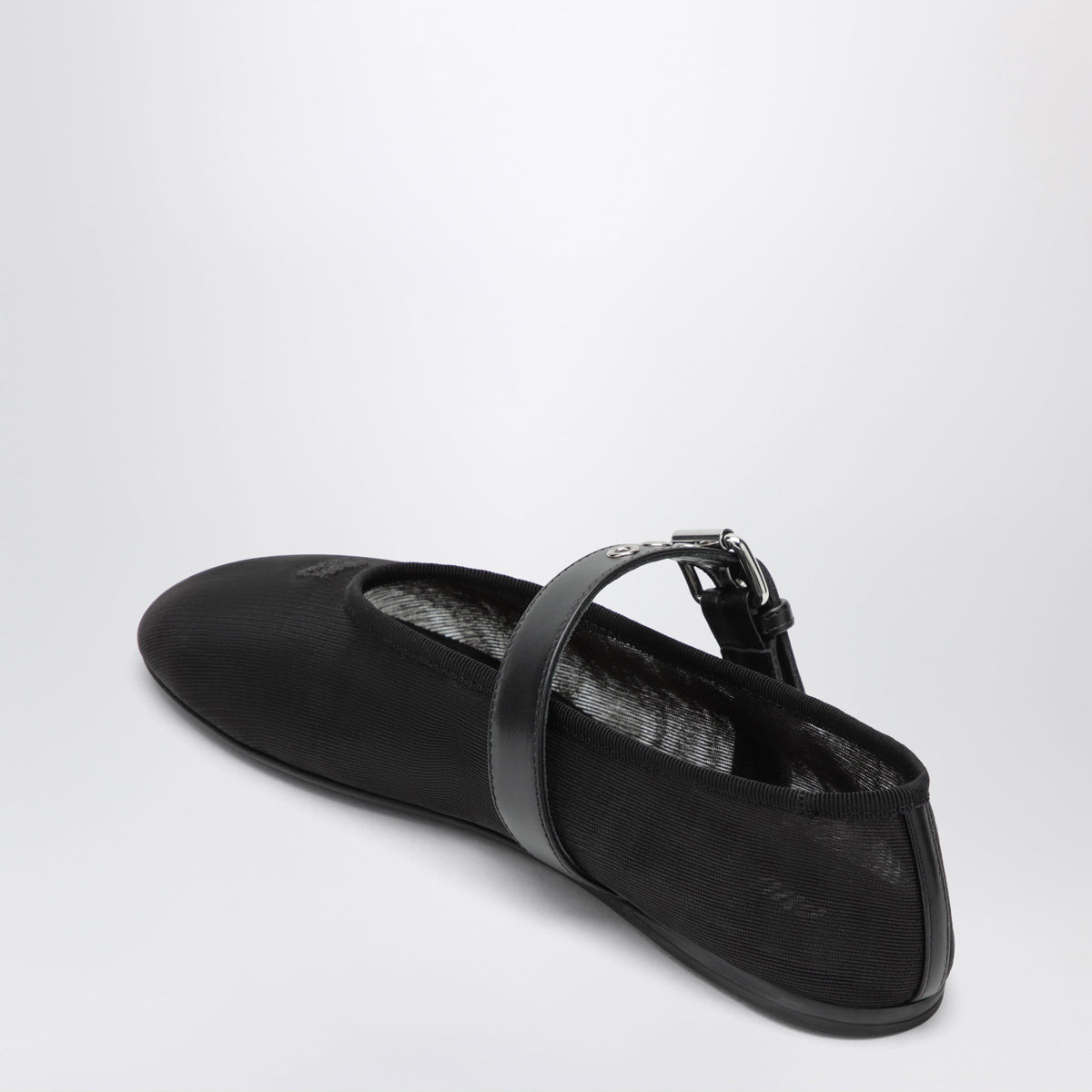 Miu Miu Black Fabric Ballet Flats With Buckle Women