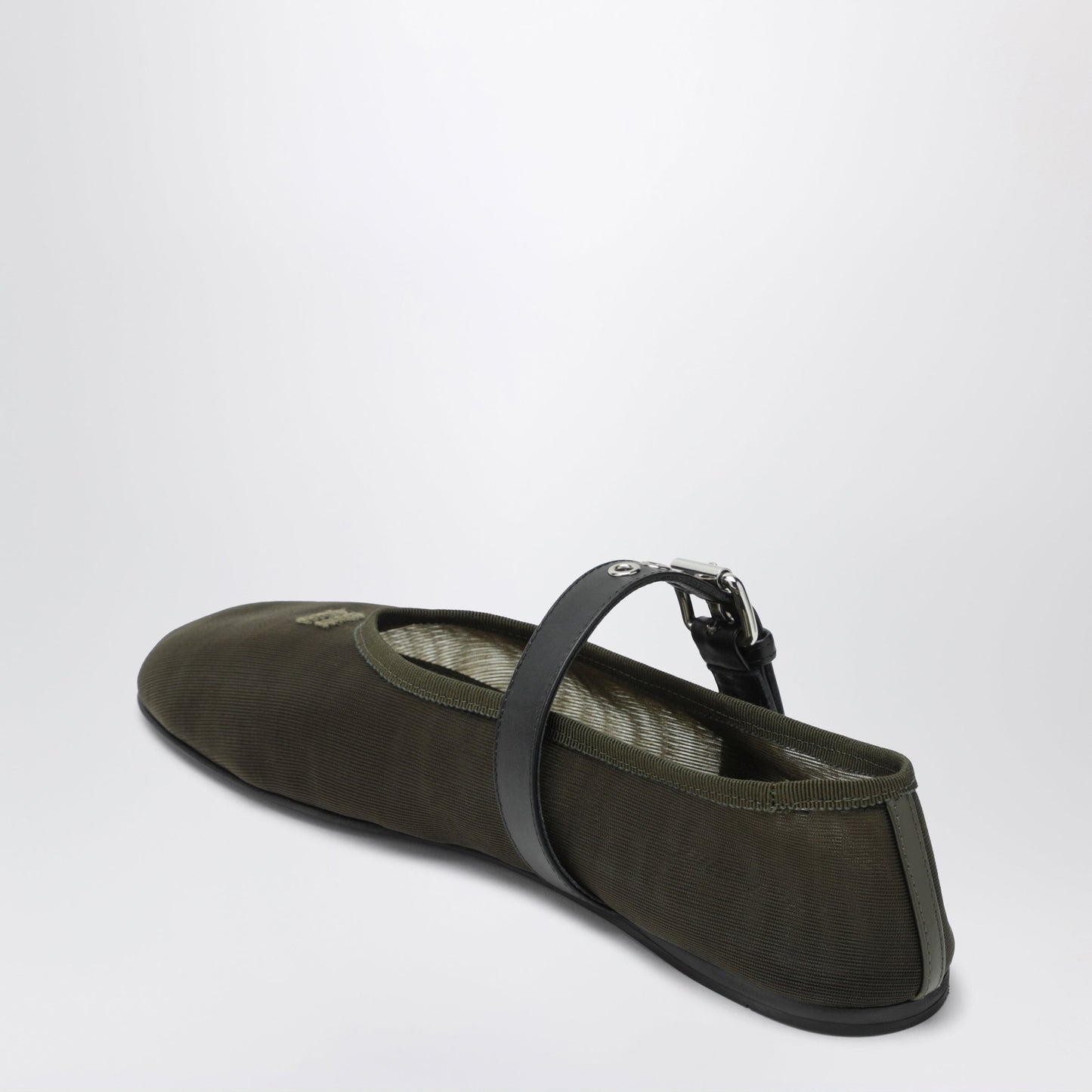 Miu Miu Olive Green Fabric Buckle Ballet Flats Women MIU MIU