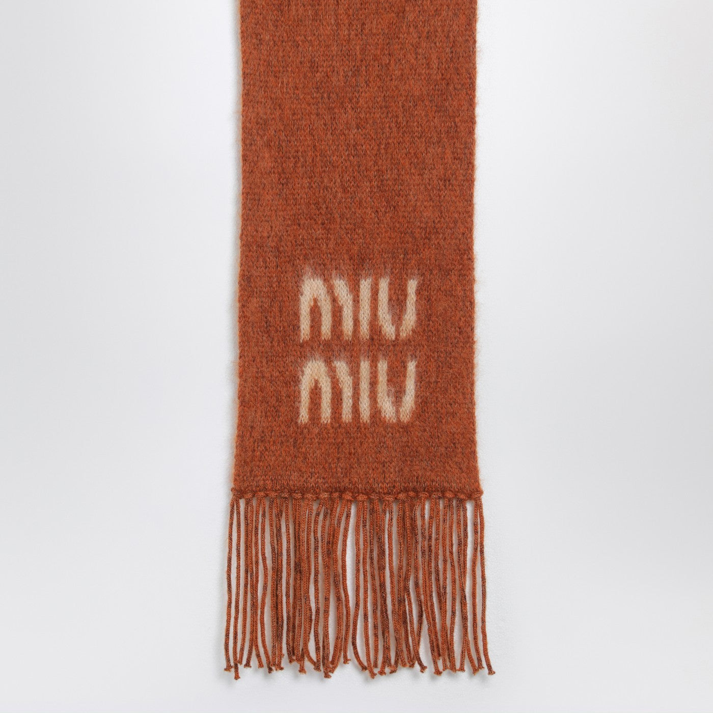 Miu Miu Rust Mohair-Blend Scarf With Logo Women MIU MIU