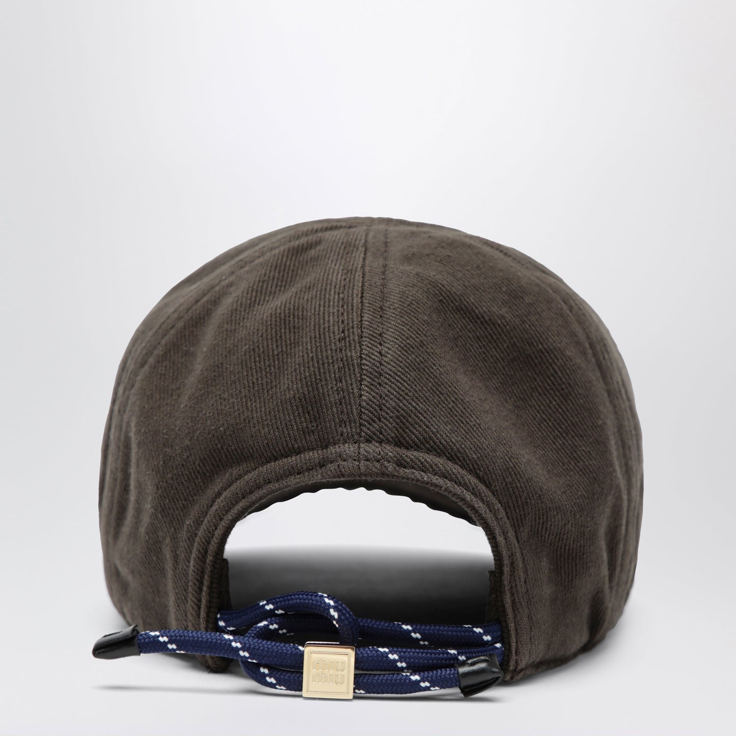 Miu Miu Washed Denim Baseball Cap In Dark Brown And Blue Women MIU MIU