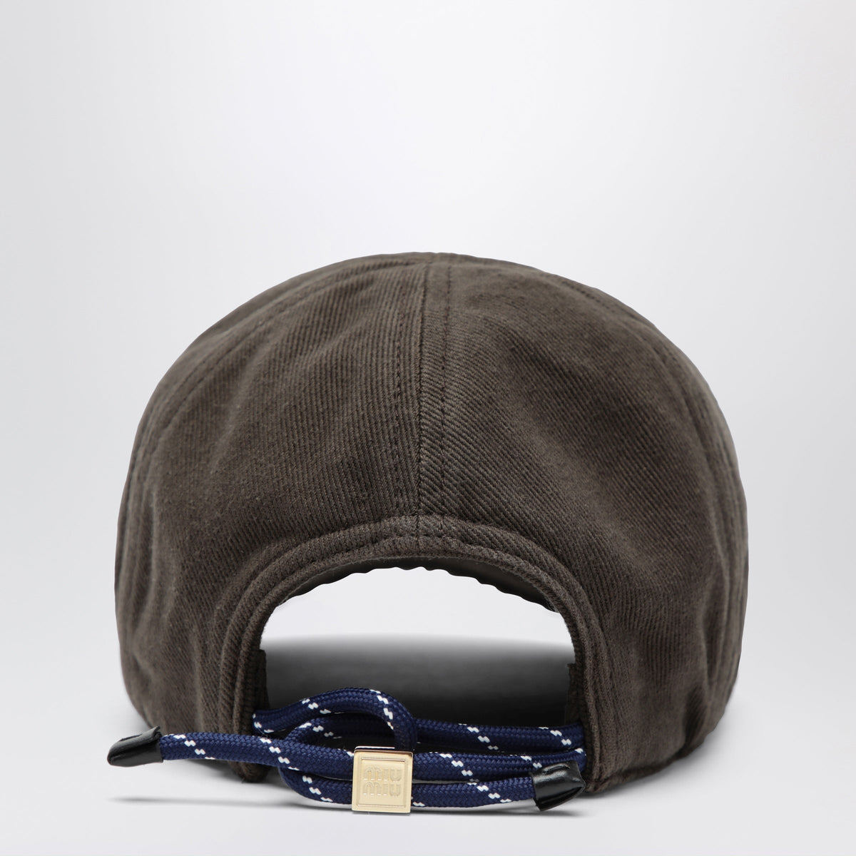 Miu Miu Washed Denim Baseball Cap In Dark Brown And Blue Women MIU MIU