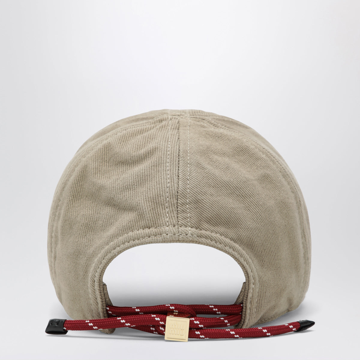 Miu Miu Washed Denim Baseball Cap In Beige And Burgundy Women MIU MIU