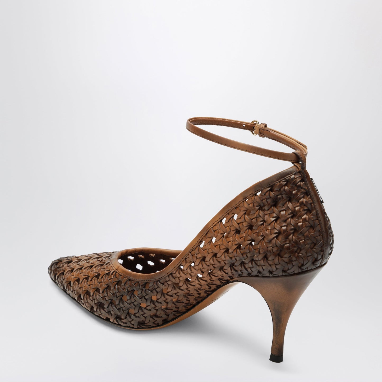 Miu Miu Cognac-Colored Woven Leather Pumps Women MIU MIU