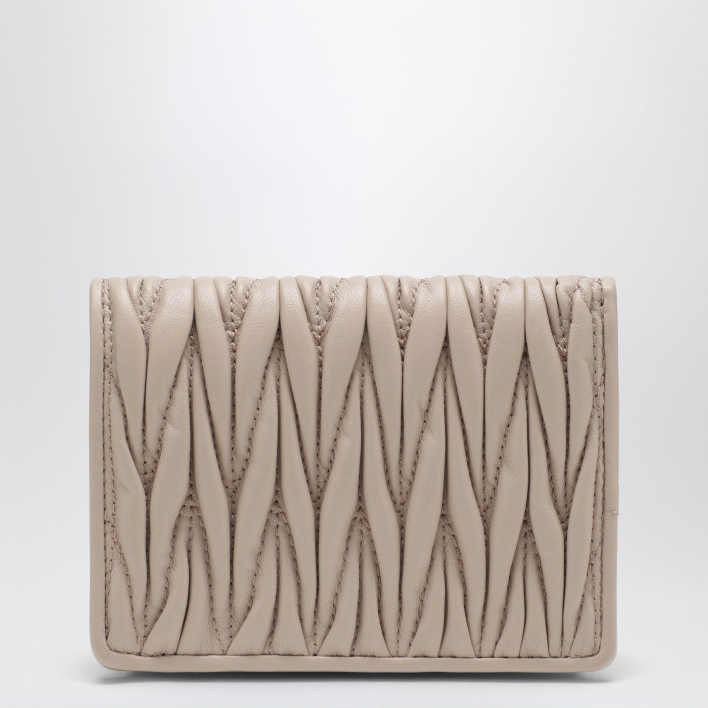 Miu Miu Compact Wallet In Powder-Pink Quilted Nappa Women MIU MIU