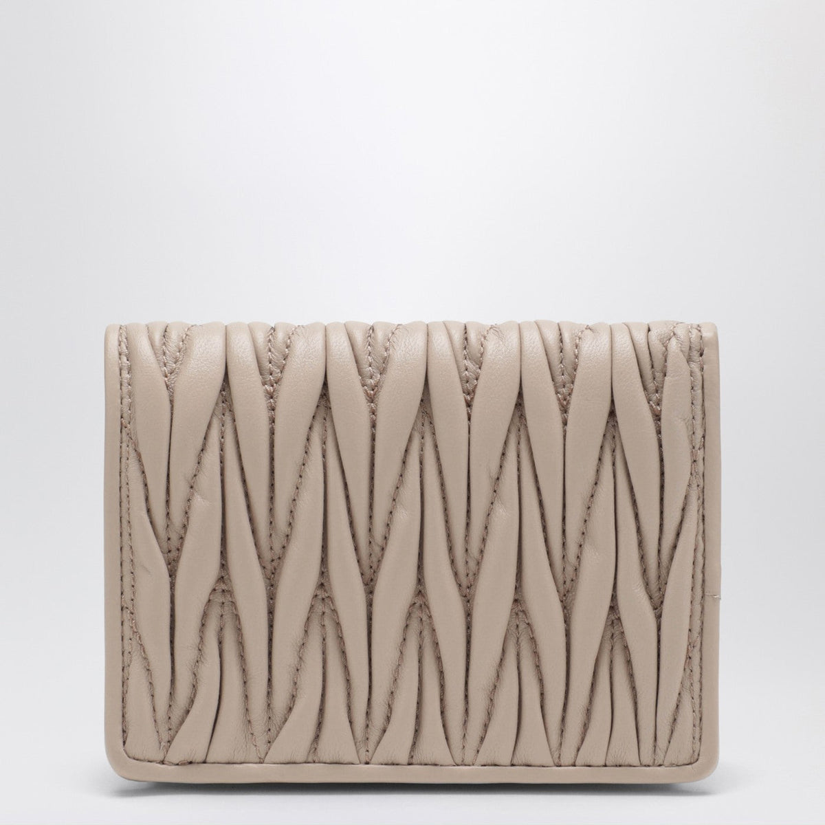 Miu Miu Compact Wallet In Powder-Pink Quilted Nappa Women MIU MIU