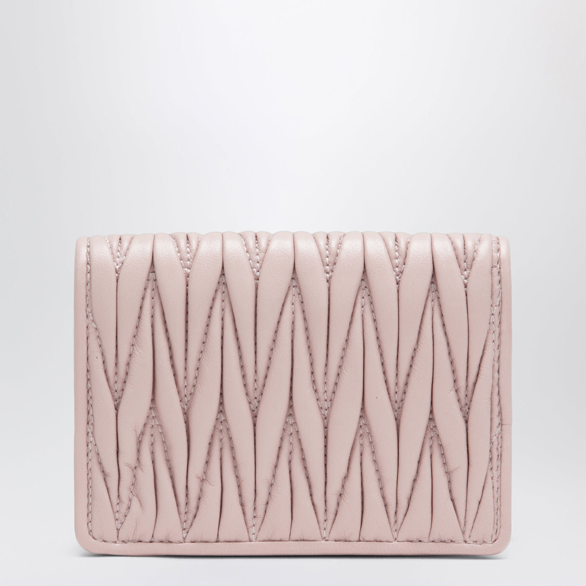 Miu Miu Compact Wallet In Matelasse Nappa Leather, Alabaster Women MIU MIU