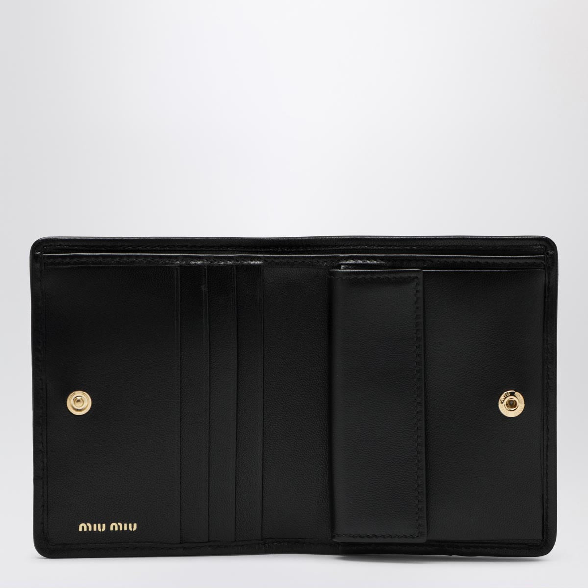 Miu Miu Black Quilted Nappa Leather Wallet Women MIU MIU