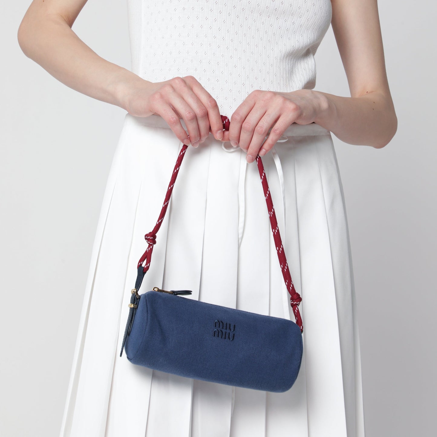 Miu Miu Cotton Gabardine Pouch In Indigo And Amaranth Women MIU MIU