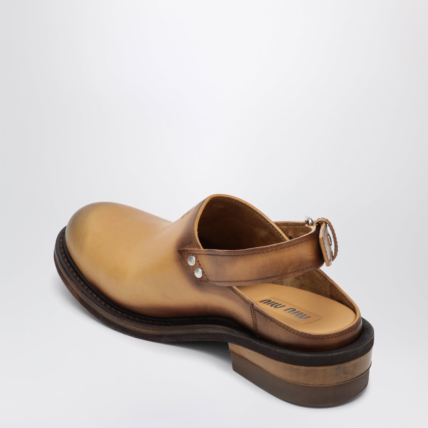 Miu Miu Foule Sabot In Leather, Tan Color Women MIU MIU