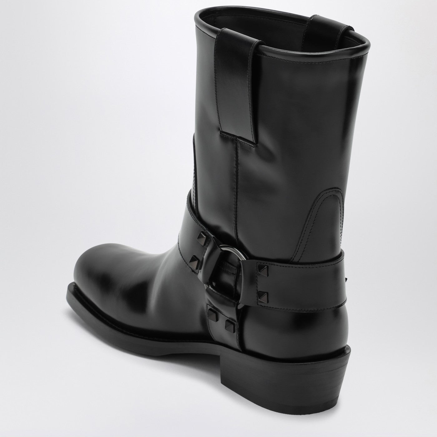 Valentino Garavani Black Leather Biker Rockstud Low Boot Women VALENTINO GARAVANI