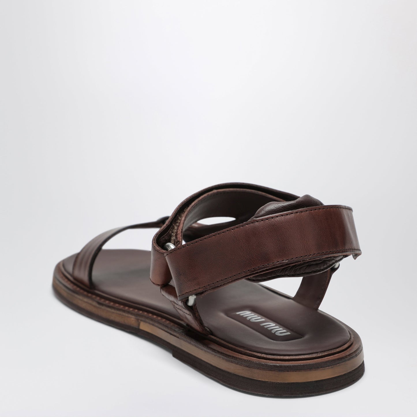Miu Miu Coffee Brown Leather Sandals Women MIU MIU