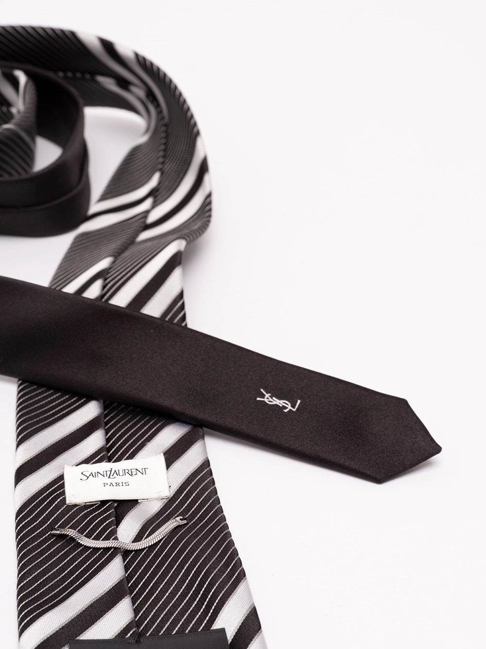 Saint Laurent Men Striped Tie In Silk Jacquard