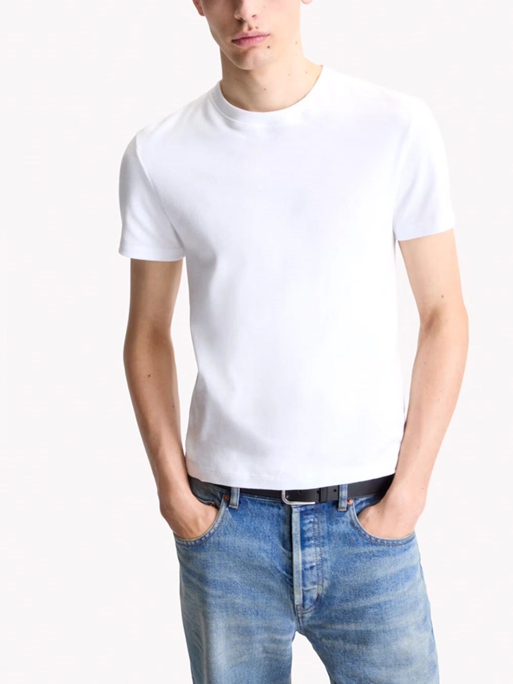 Saint Laurent Men Cassandre Ribbed T Shirt