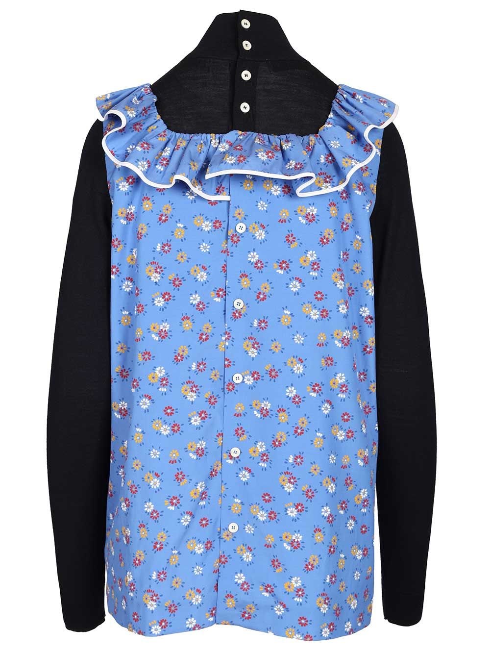 Miu Miu Women Poplin And Wool Sweater MIU MIU
