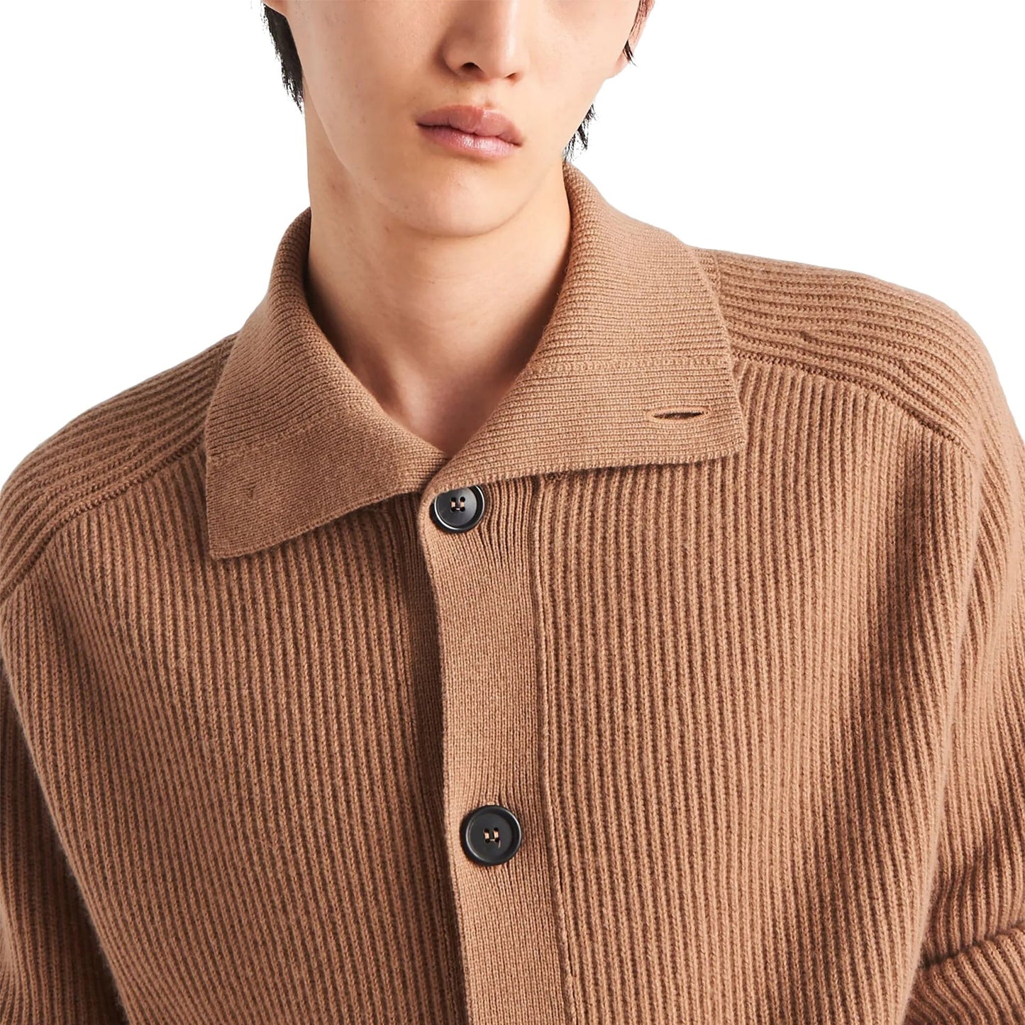 Prada Ribbed Knit Cashmere Cardigan Men PRADA