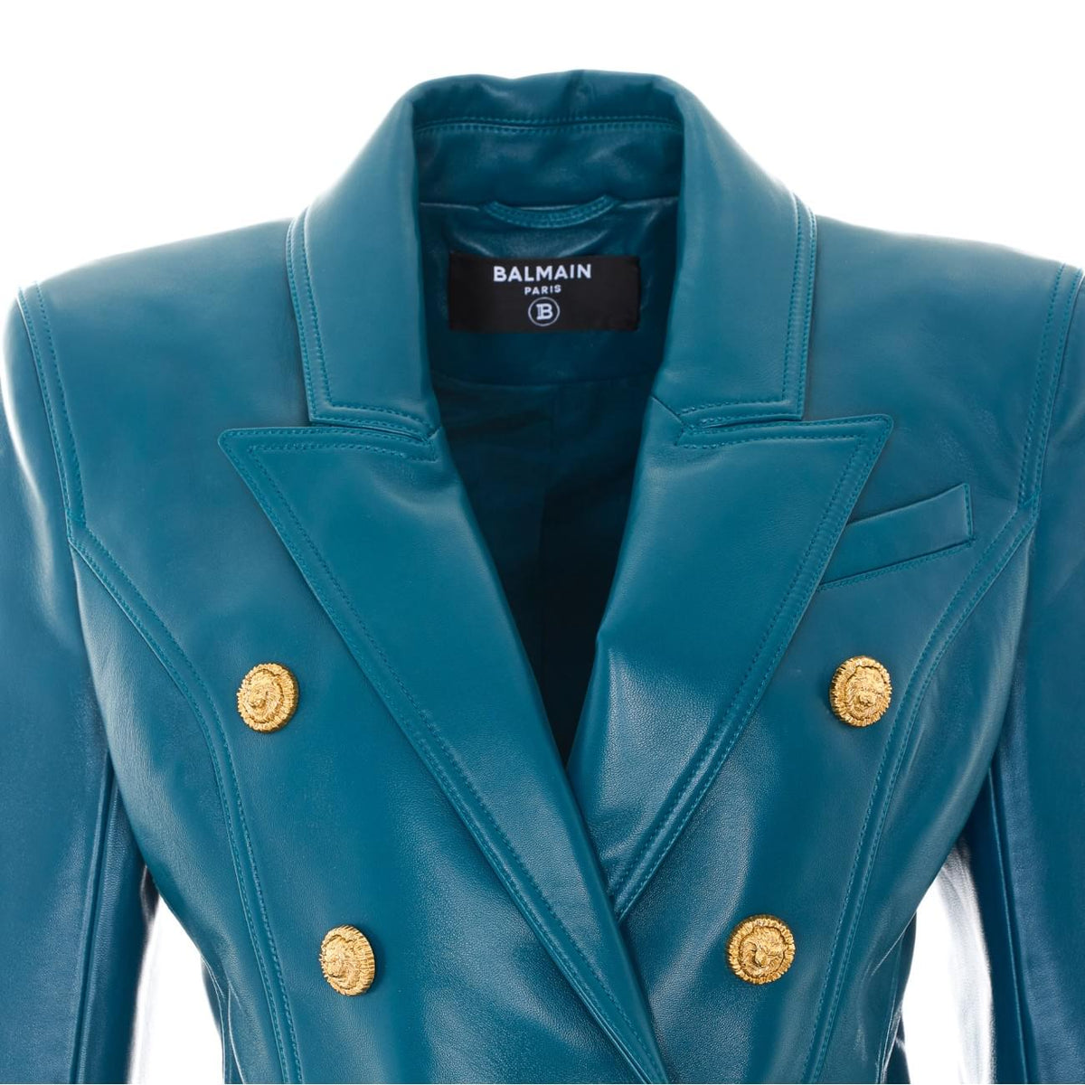 Balmain Women 6 Buttons Double Breasted Leather Jacket BALMAIN
