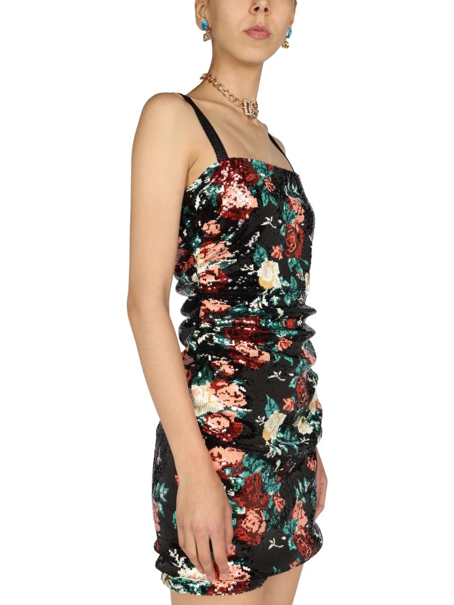Dolce & Gabbana Women Rose Embroidery Short Dress DOLCE & GABBANA