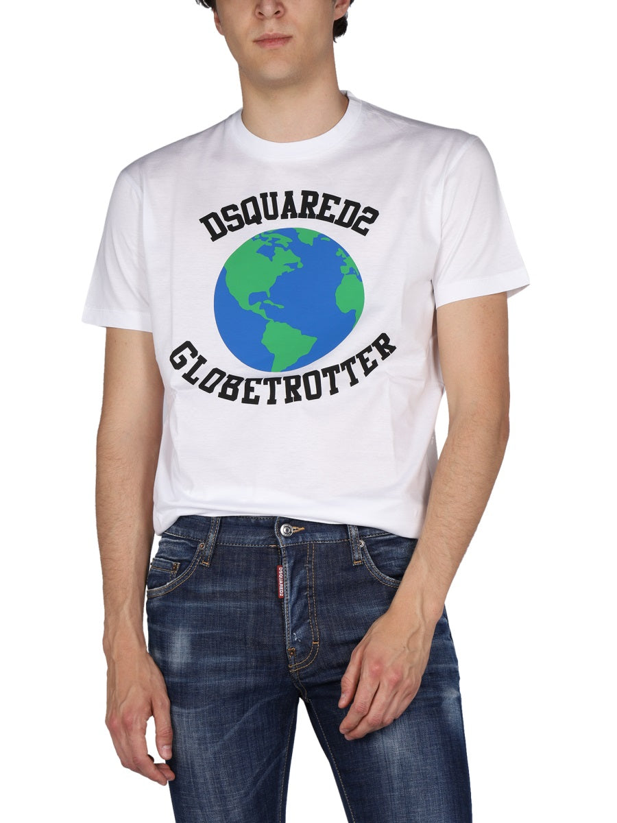 Dsquared2 Men "Globetrotter" T-Shirt With Print DSQUARED2
