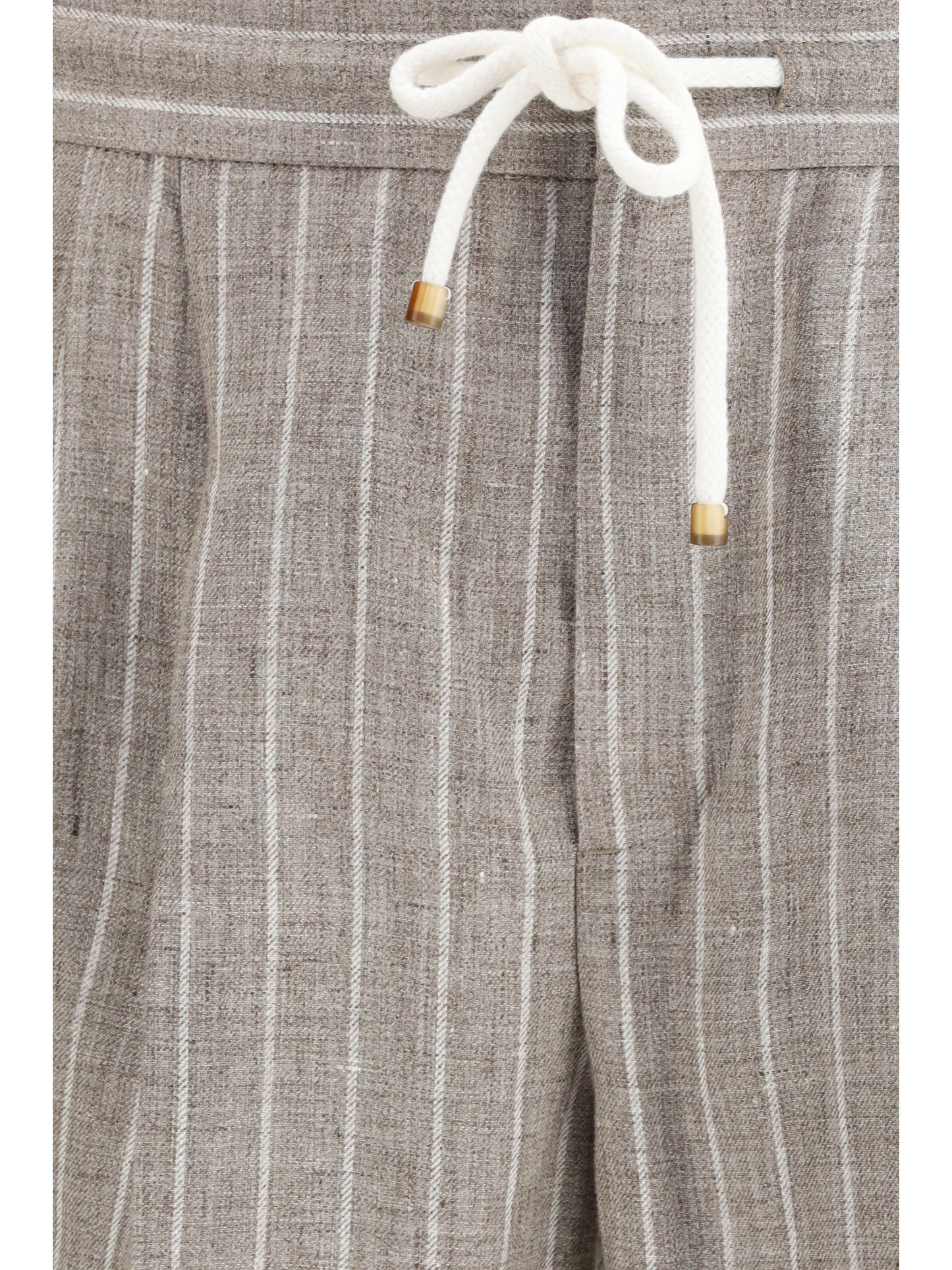 Brunello Cucinelli Men Linen Pinstriped Twill Pants BRUNELLO CUCINELLI