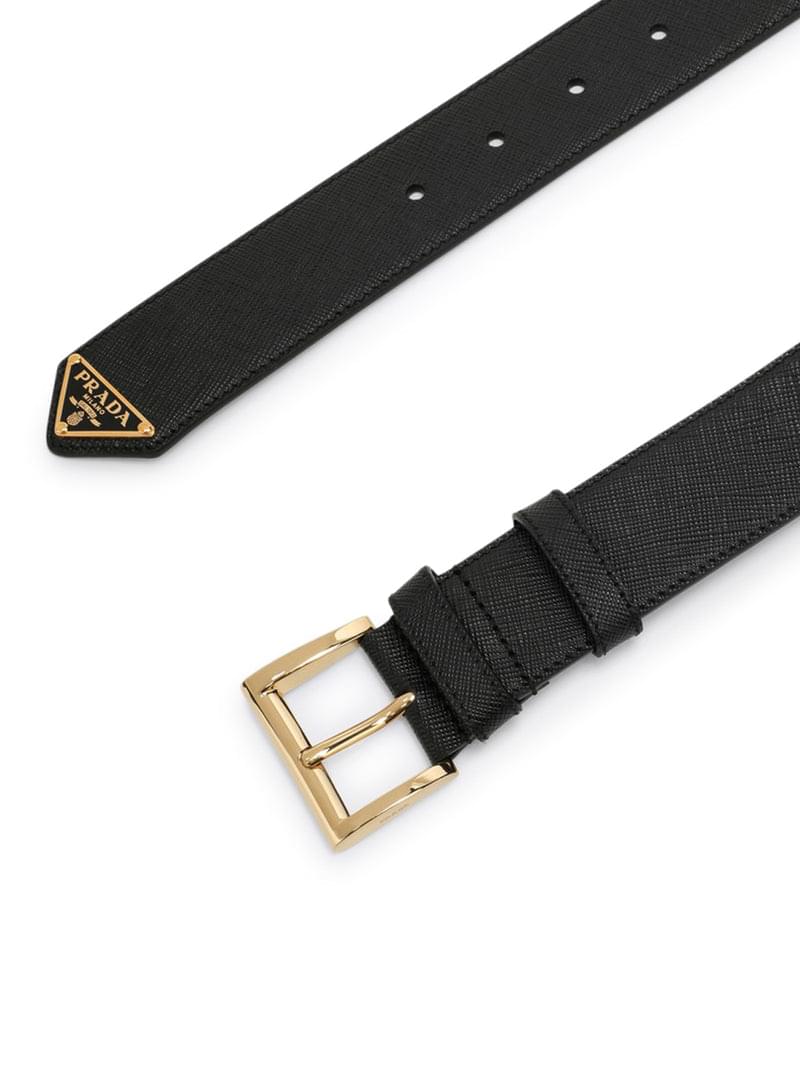 Prada Women Saffiano Belt With Logo Plate PRADA