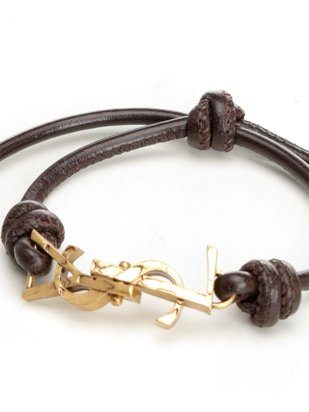 Saint Laurent Men Cassandre Leather Bracelet SAINT LAURENT