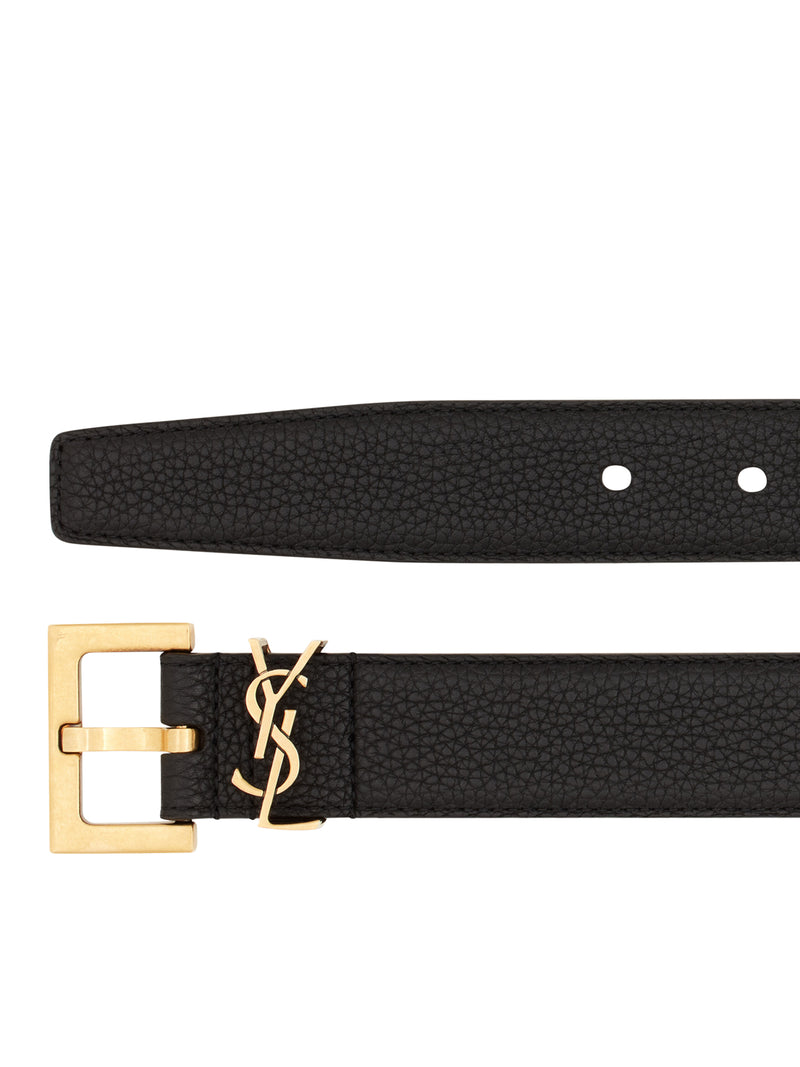 Saint Laurent Women Cassandre Belt With Square Buckle In Hammered Leather SAINT LAURENT
