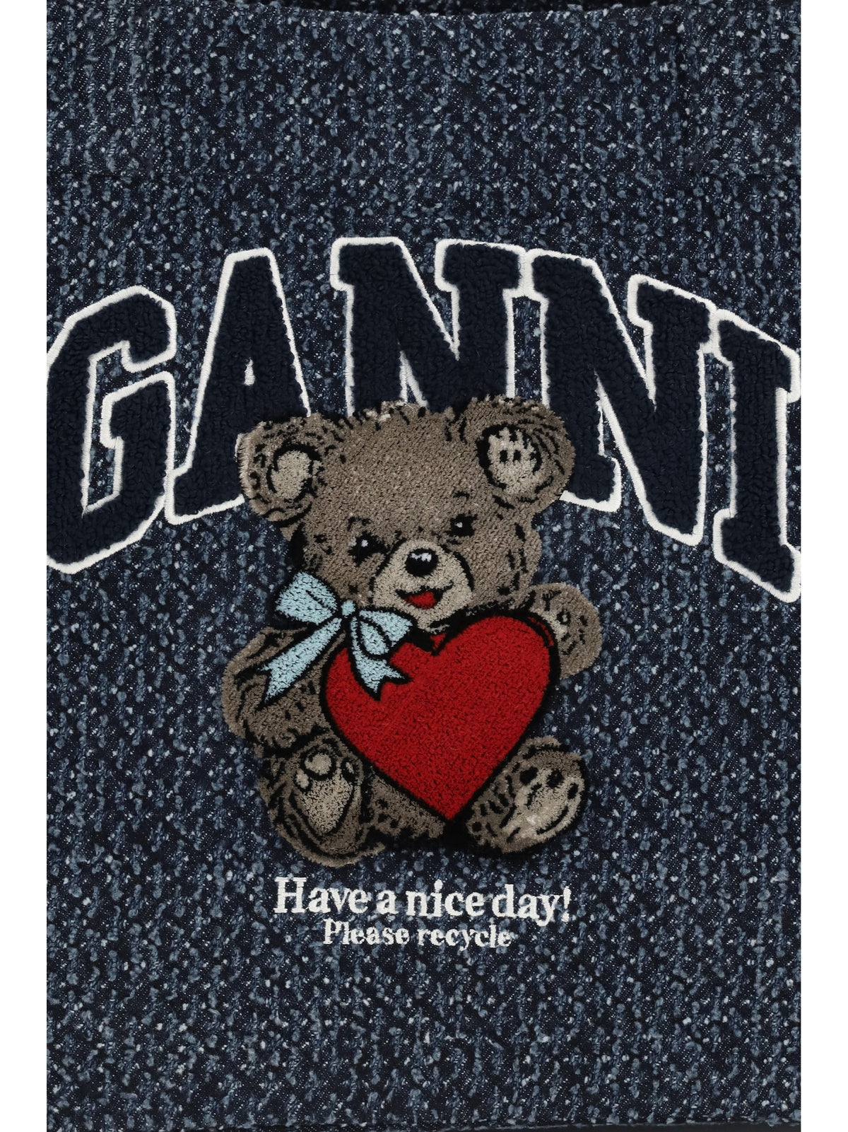Ganni Women Medium Denim Tote Bag With Bear