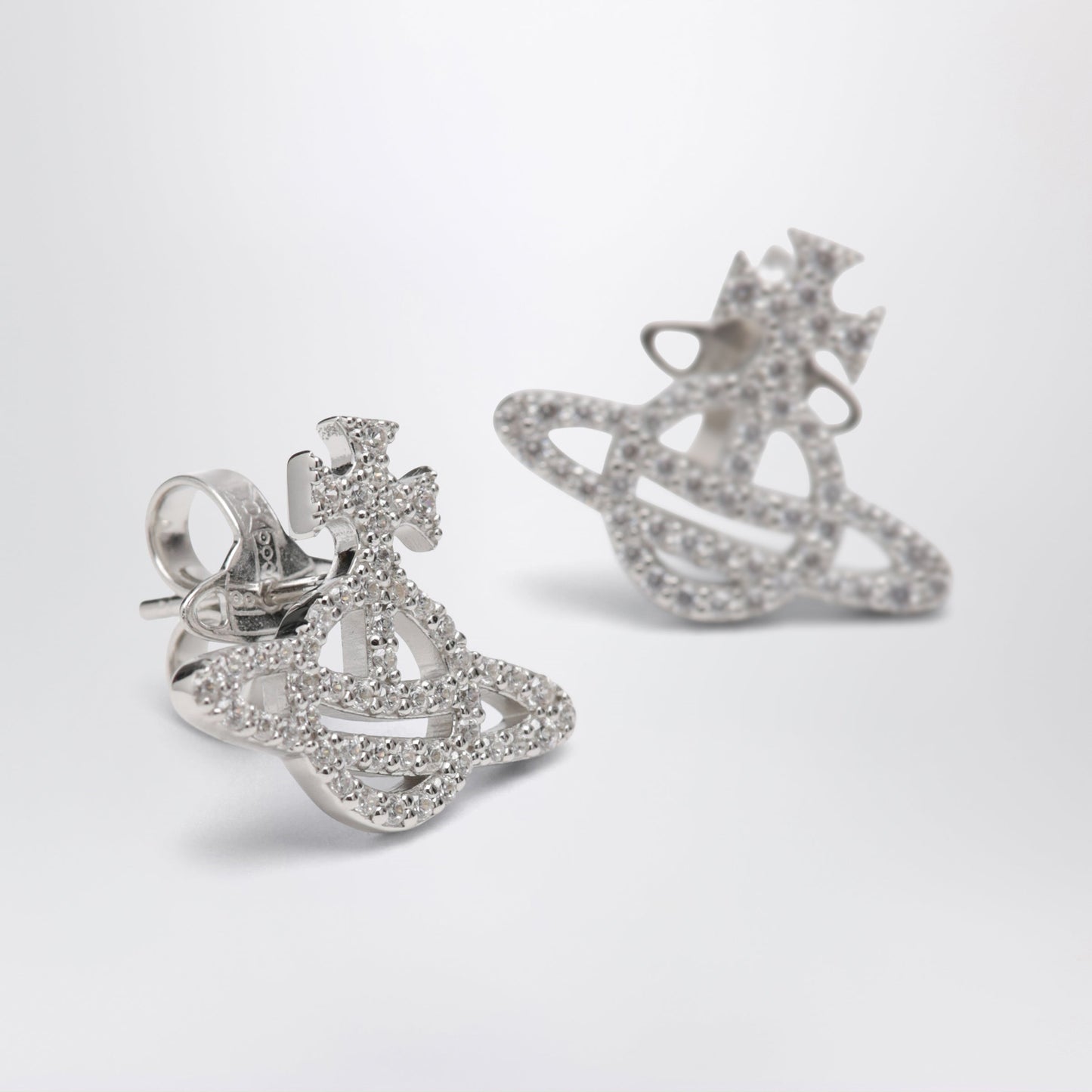 Vivienne Westwood Platinum-Tone Metal Orb Earrings With Crystals Women VIVIENNE WESTWOOD