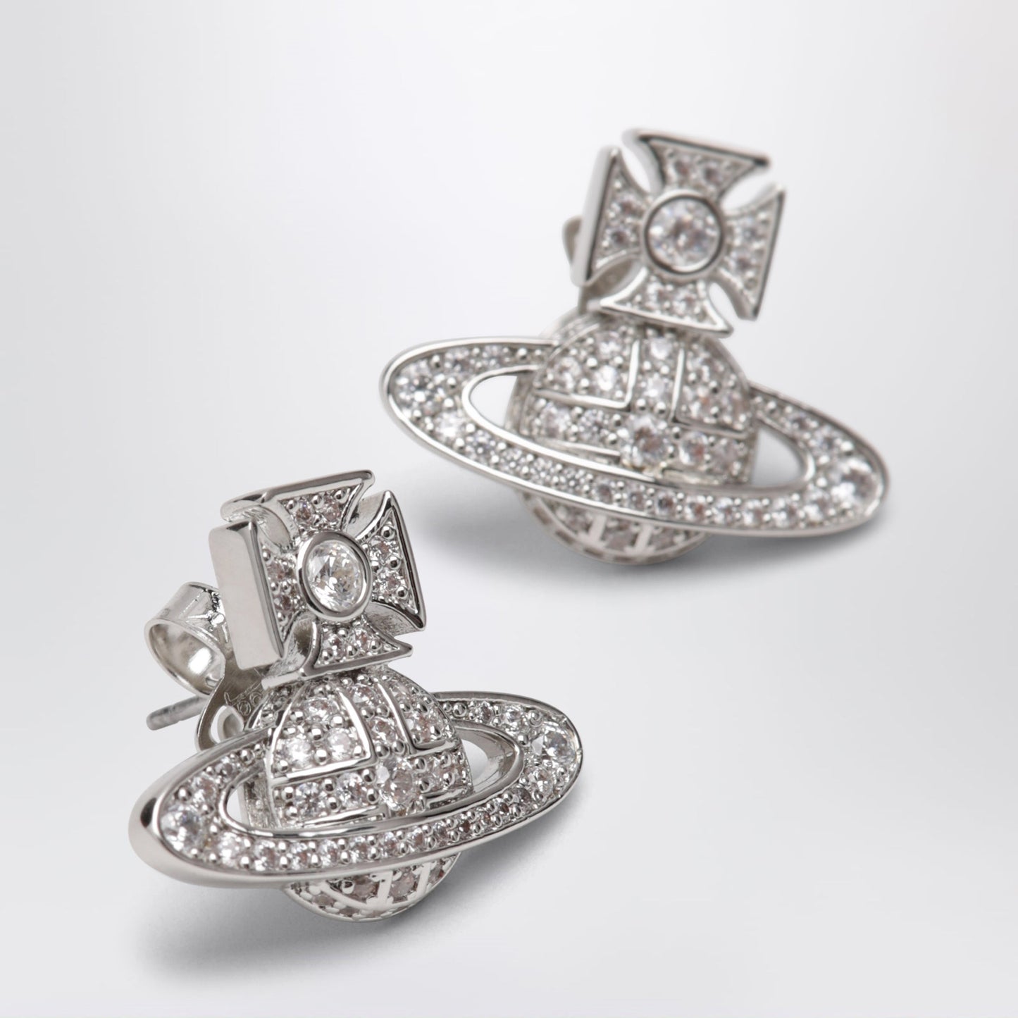 Vivienne Westwood Platinum-Tone Metal Orb Earrings With Crystals Women VIVIENNE WESTWOOD