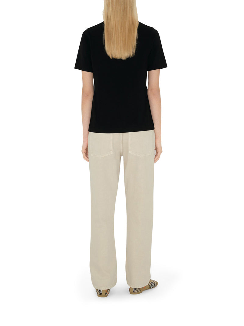 Burberry Women Cotton T-Shirt With Check Application BURBERRY