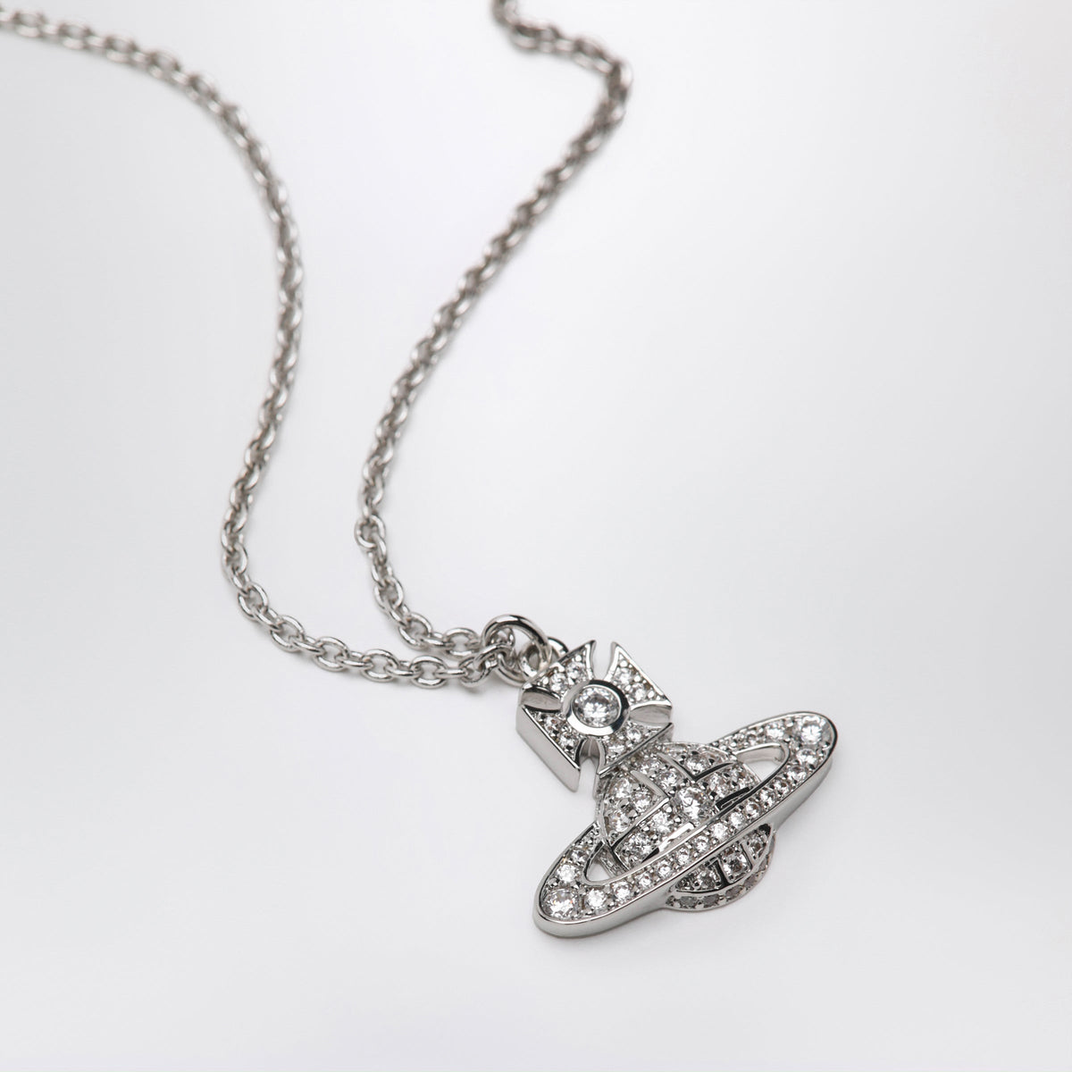 Vivienne Westwood Orb Pendant Necklace In Platinum With Crystals Women VIVIENNE WESTWOOD