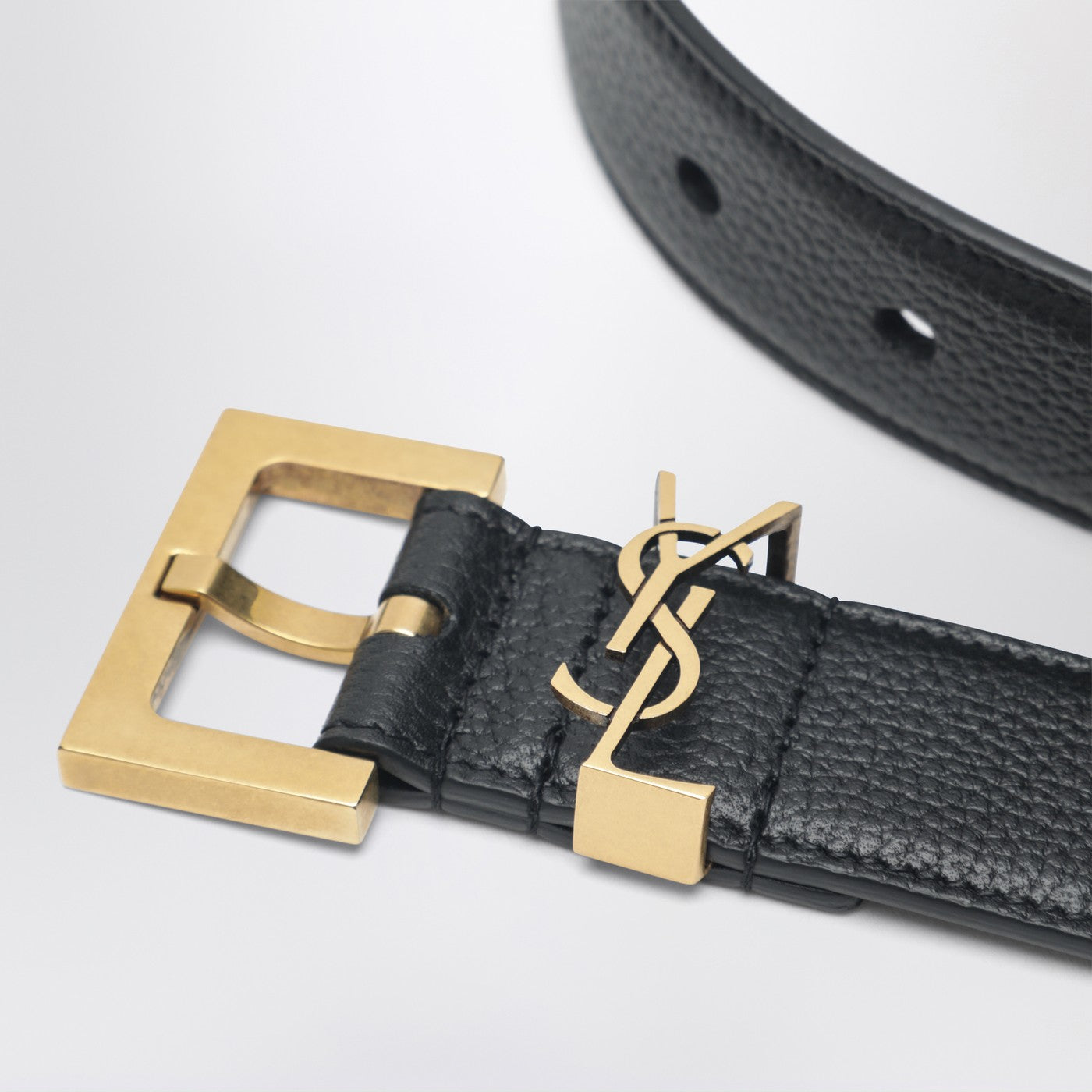 Saint Laurent Black Cassandre Belt In Grained Leather Men SAINT LAURENT