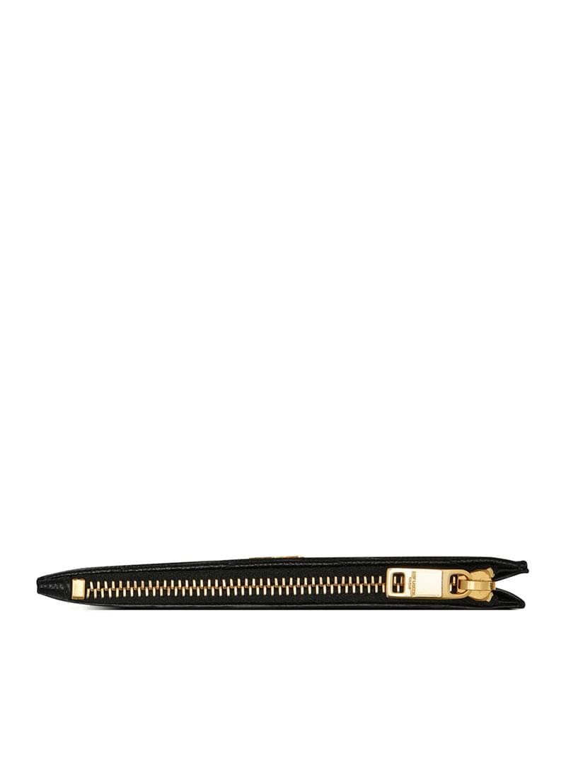 Saint Laurent Women Cassandre Matelassé Fragments Card Holder With Zip In Powder Grain Embossed Leather SAINT LAURENT