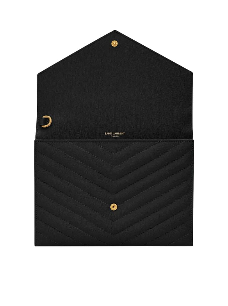 Saint Laurent Women Cassandre Quilted Flap Pouch In Embossed Powder Grain Leather Quilted SAINT LAURENT