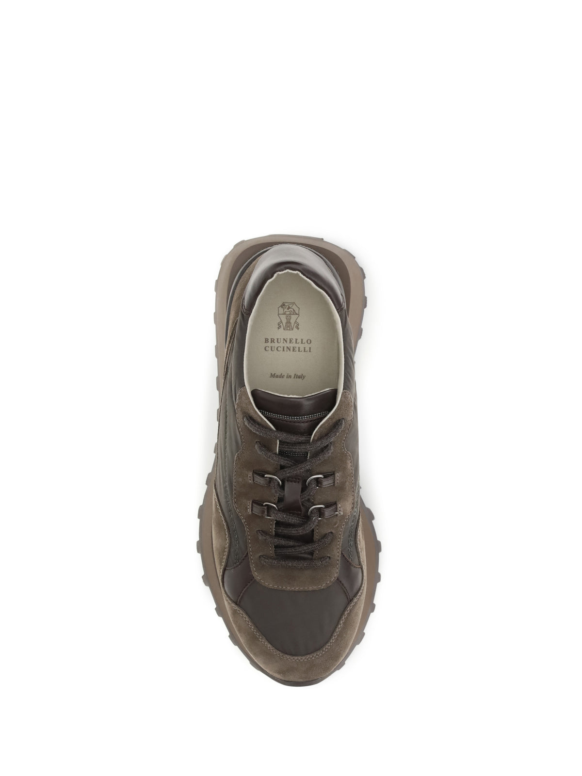 Brunello Cucinelli Women Suede And Techno Cotton Sneakers With Shiny Detail BRUNELLO CUCINELLI