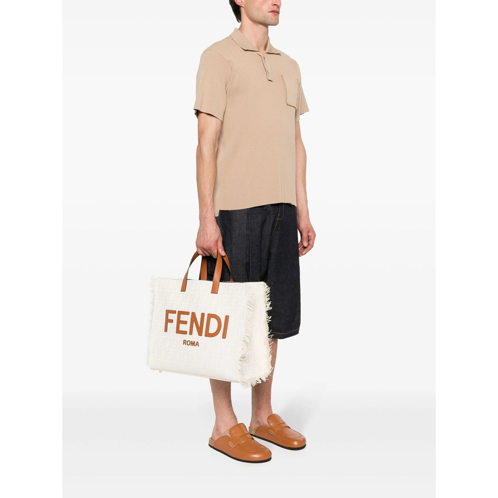 Fendi Neutrals Tote Bags Men FENDI