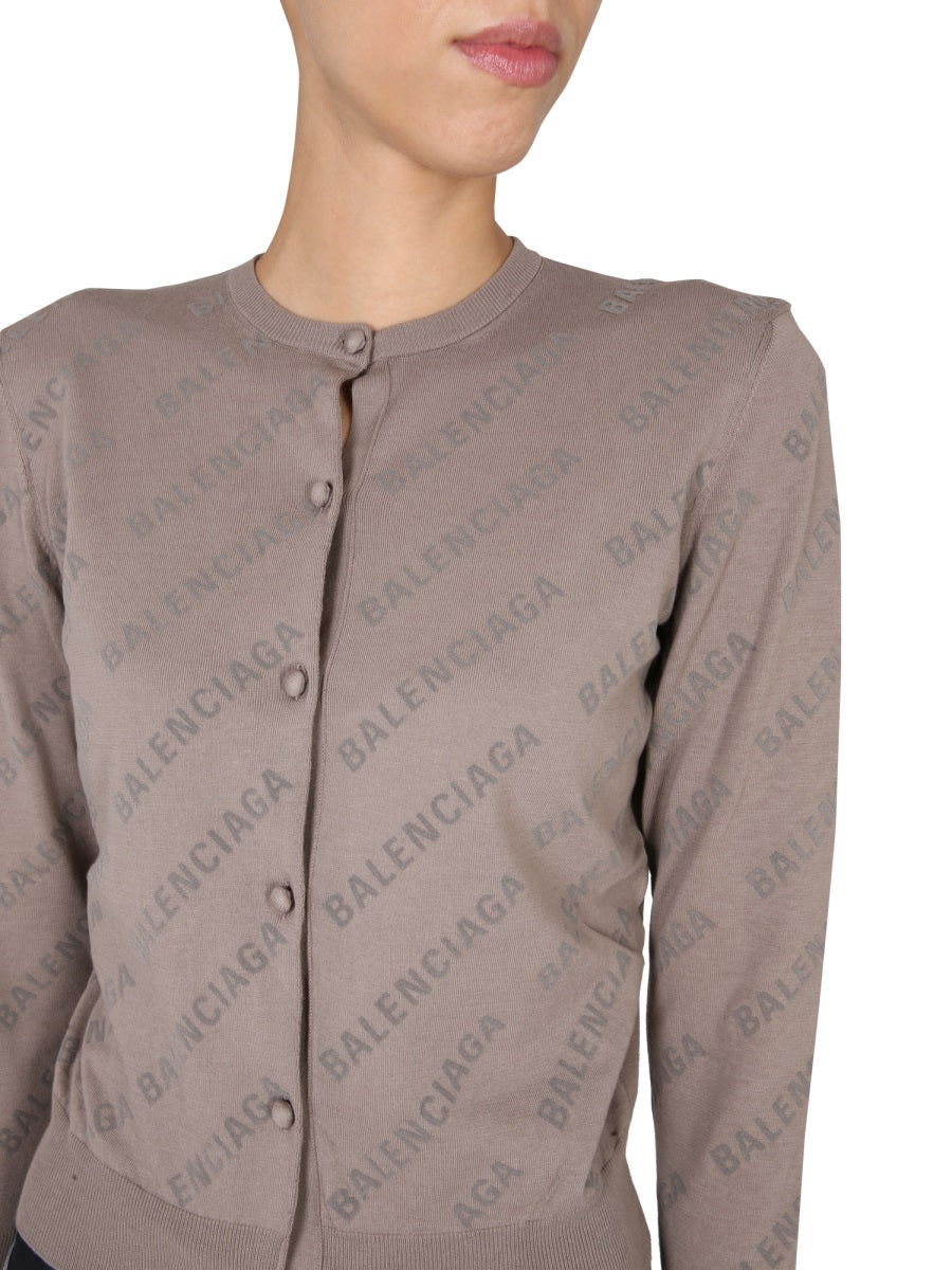 Balenciaga Women Allover Logo Cropped Cardigan BALENCIAGA