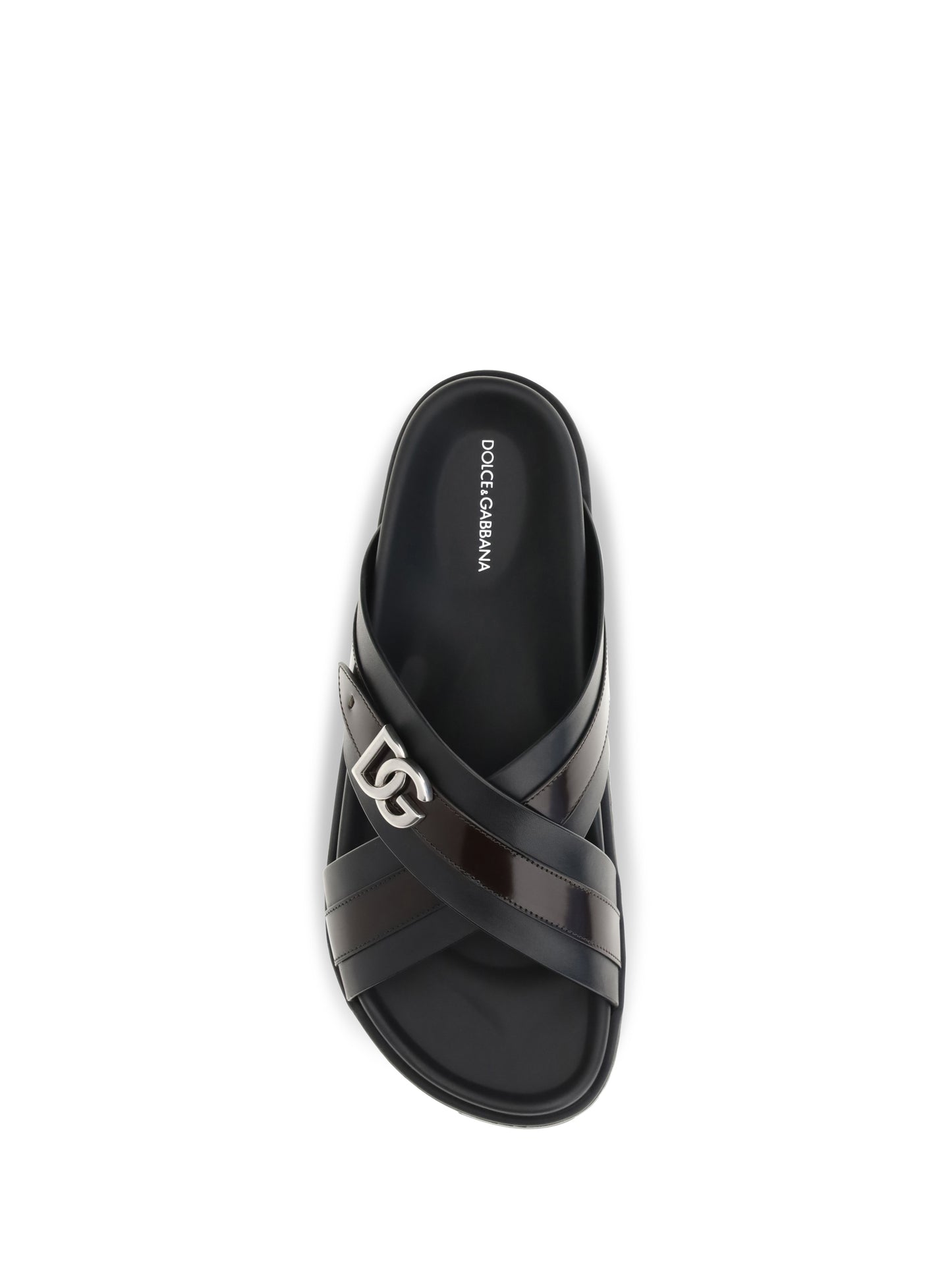 Dolce & Gabbana Men Smooth Calf Leather Slide Sandals DOLCE & GABBANA
