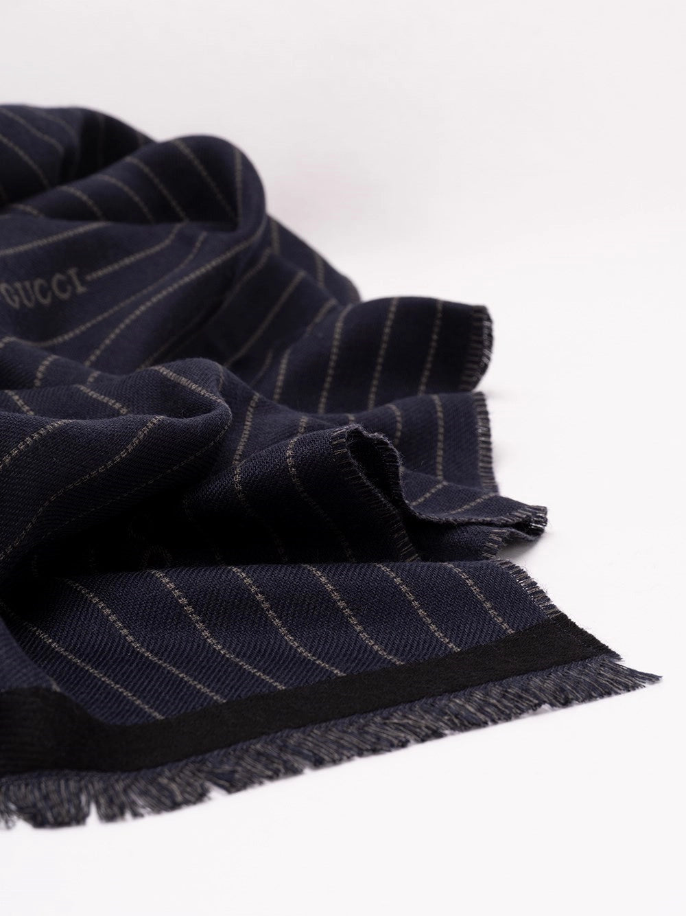 Gucci Men Gucci Pinstripe Wool Silk Scarf GUCCI