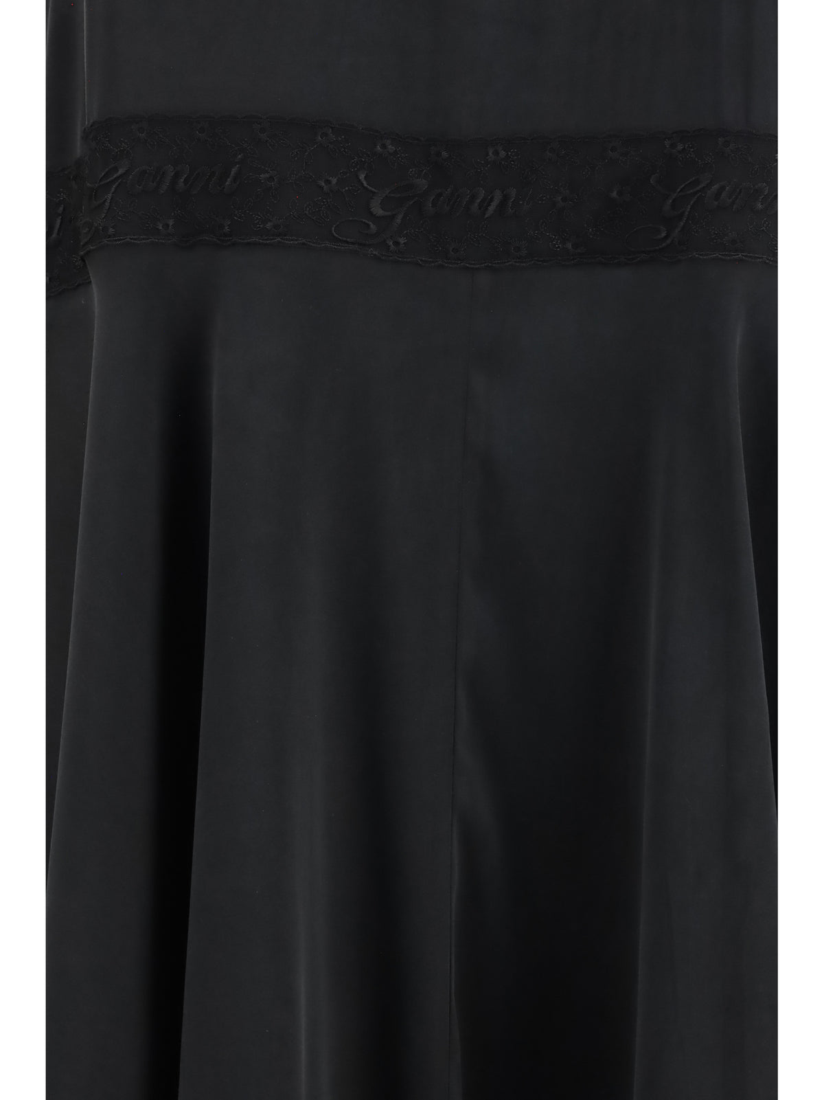 Ganni Women Silk Maxi Dress With Lace Details GANNI