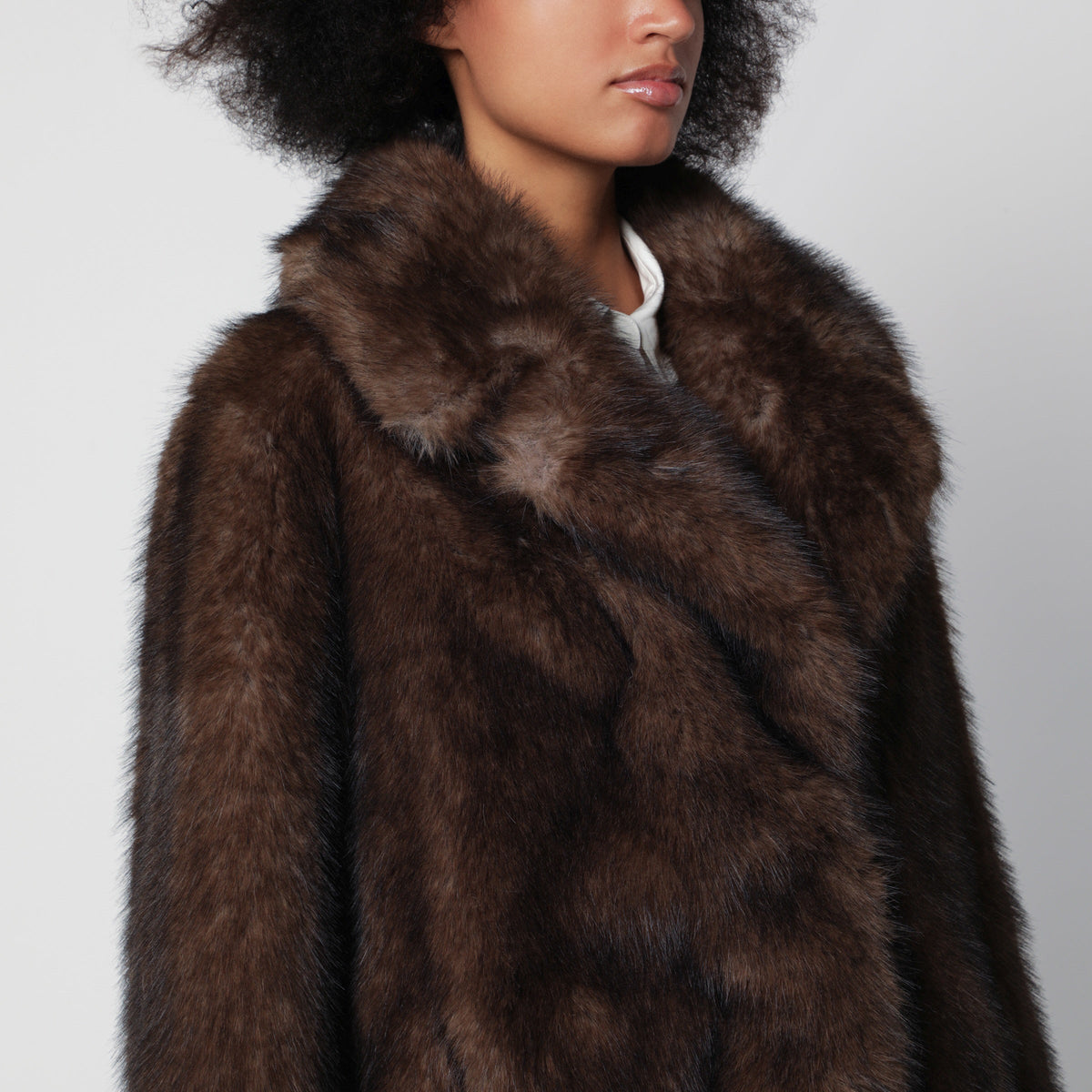 Stand Studio Brown Journi Jacket In Faux Fur Women STAND STUDIO