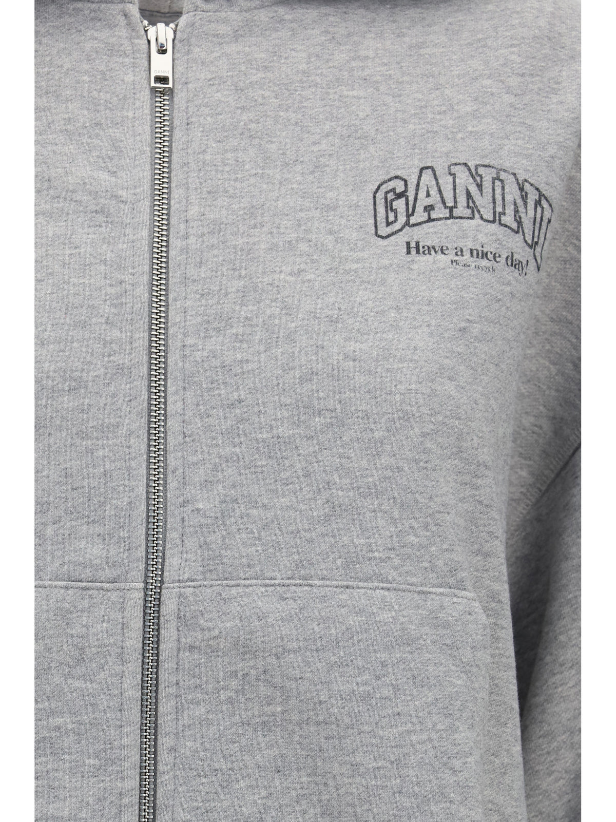 Ganni Women Cotton Zip-Up Hoodie GANNI