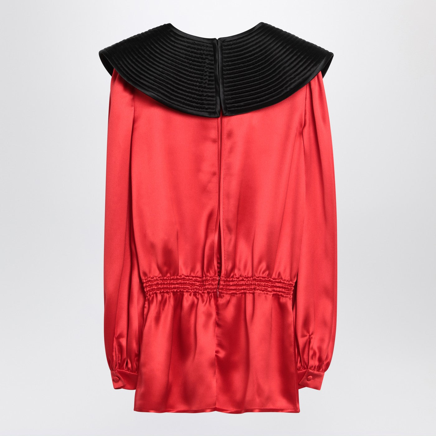 Valentino Red Silk Blouse With Black Collar Women VALENTINO