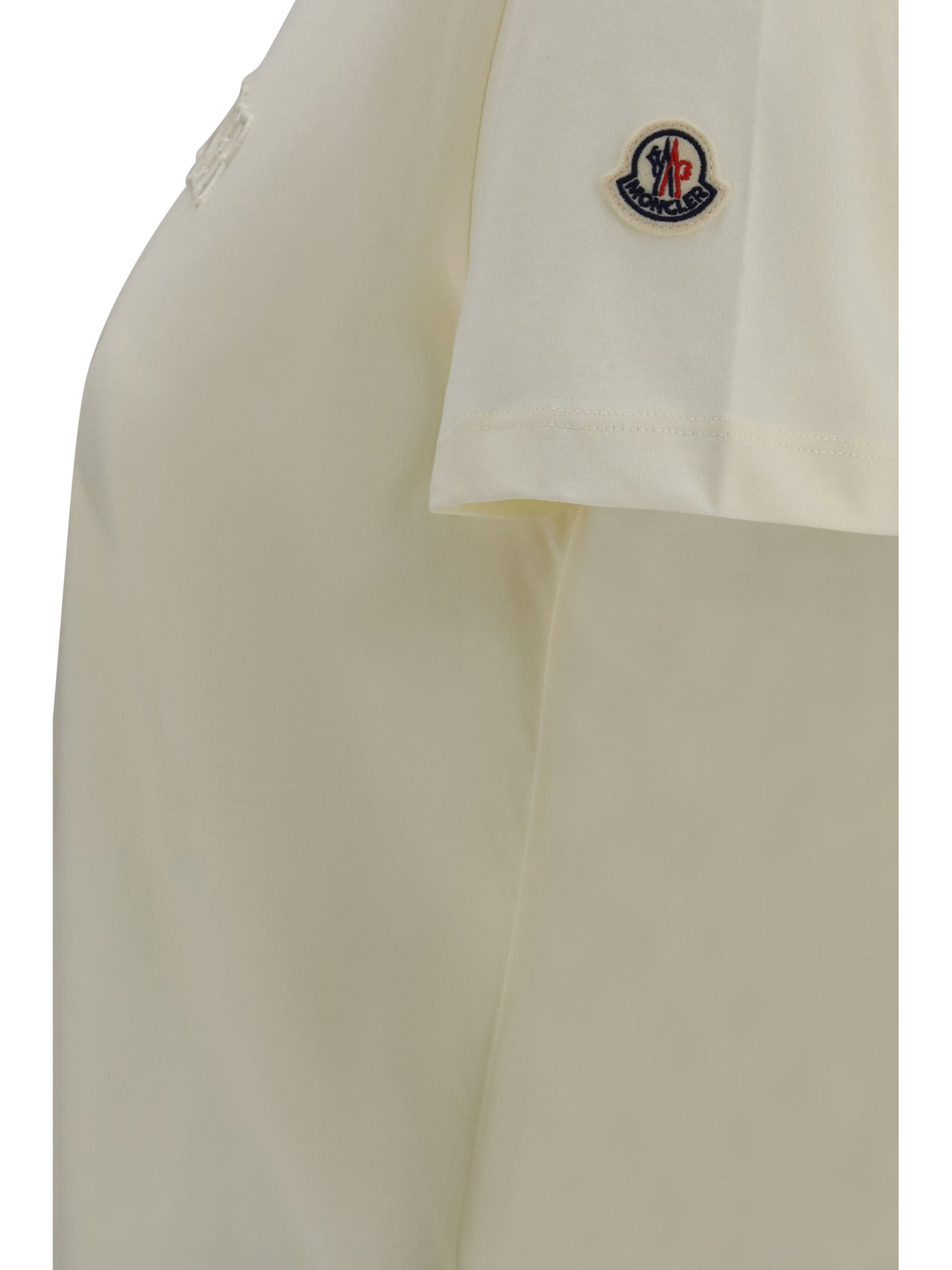 Moncler Women Cotton T-Shirt With A Tone On Tone Embroidered Logo MONCLER