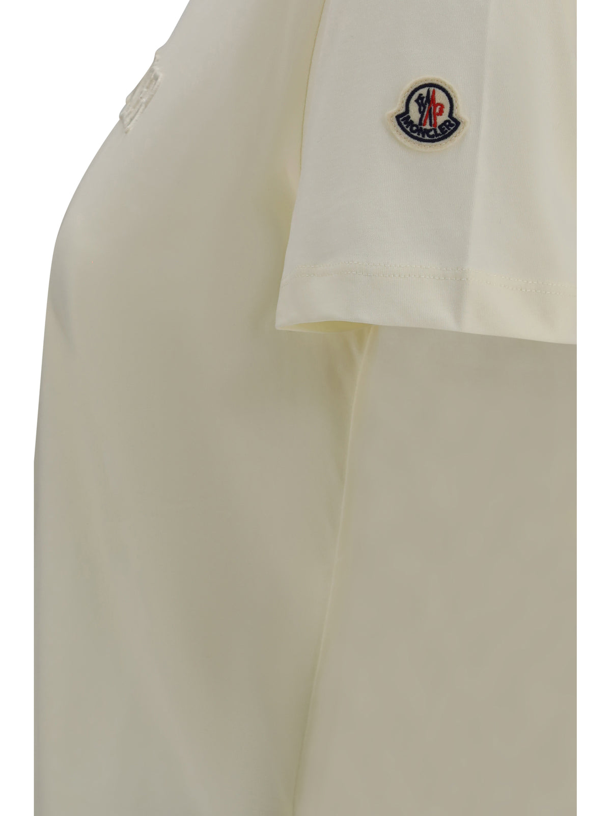 Moncler Women Cotton T-Shirt With A Tone On Tone Embroidered Logo MONCLER