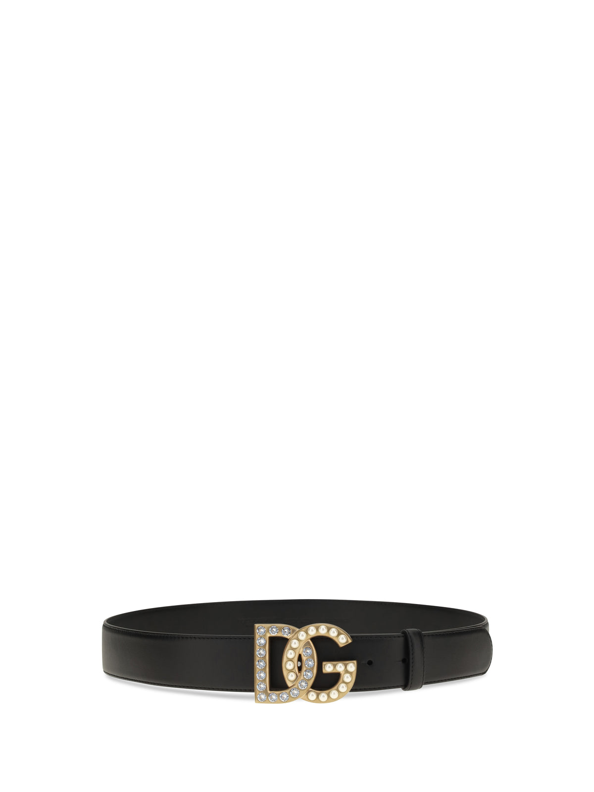 Dolce & Gabbana Women Leather Belt With Crystal Dg Logo DOLCE & GABBANA