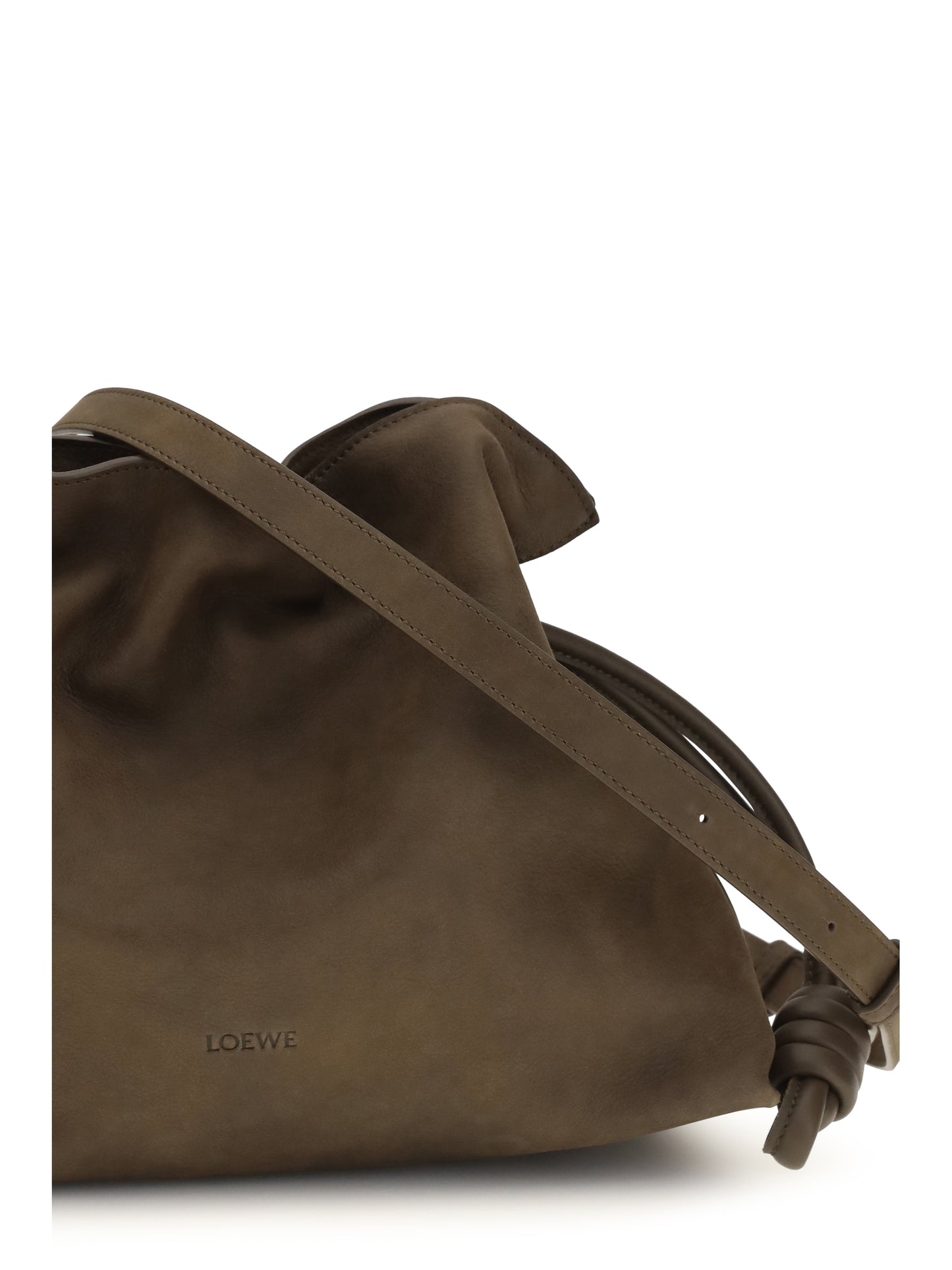 Loewe Women Medium Flamenco Clutch In Garnet Nubuck LOEWE